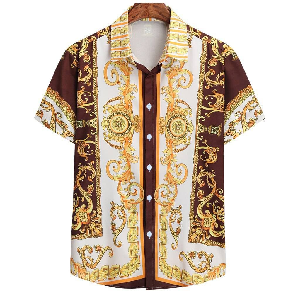Men's Clothing Summer Hot Selling Men's Shirt Lapel Short Sleeve Baroque Street Fashion Clothing Foreign Trade Cross-border