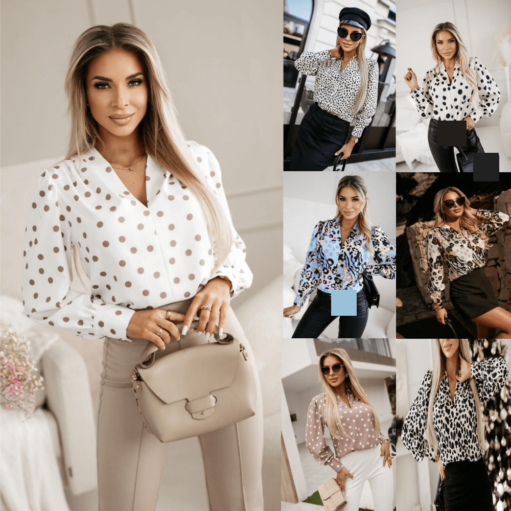 Women’s Printed Long-Sleeve V-Neck Shirt – Stylish Autumn Blouse For Casual & Office Wear (Floral/Geometric, S-XL)