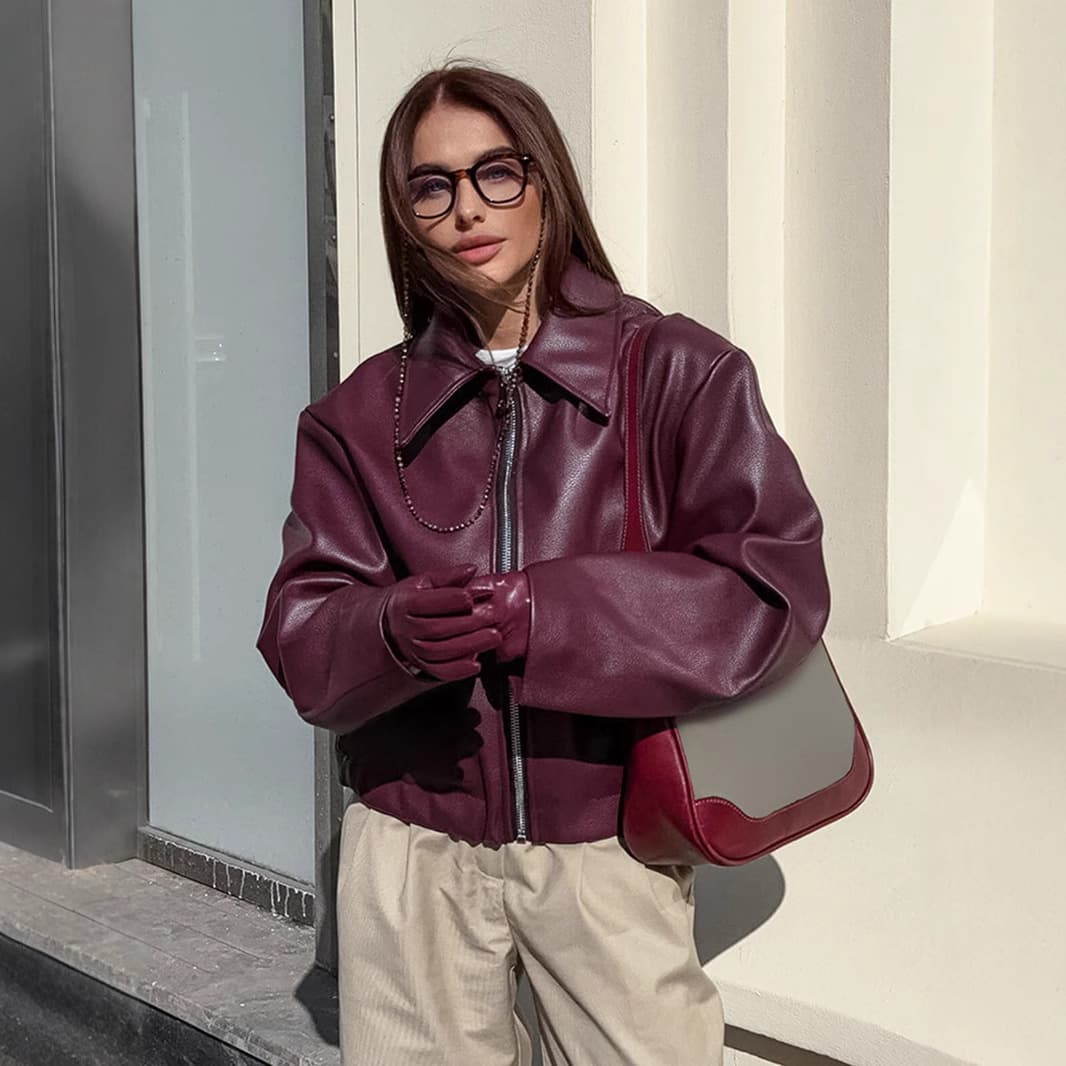 Women's Clothing New Retro Motorcycle Style Leather Jacket For Women Fashion Temperament Pu Leather Jacket For Women