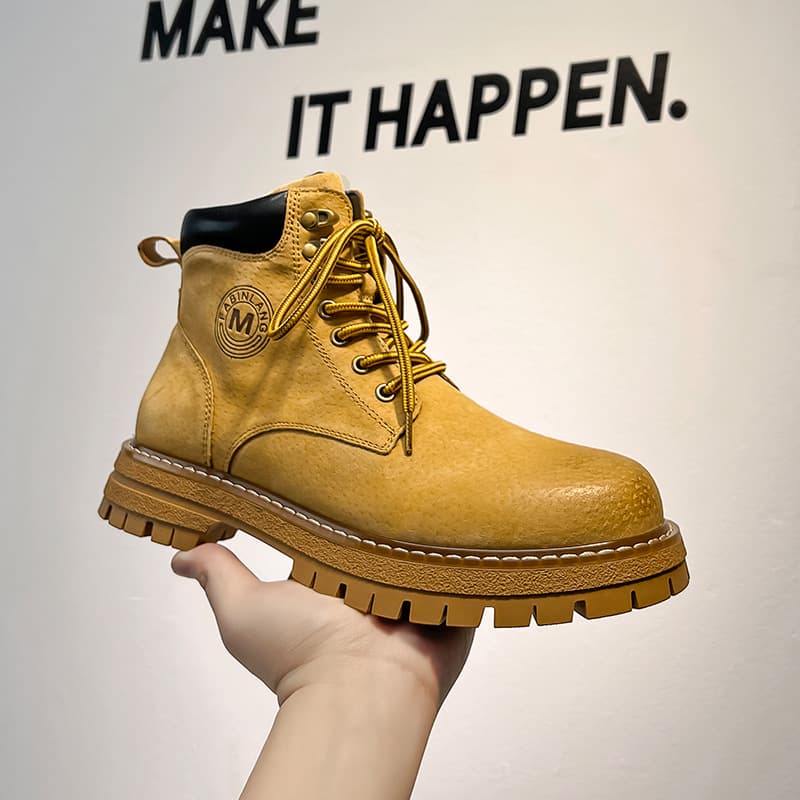 Spring Mid-top Leather Shoes Short Boots Retro Mountaineering Boots Men's Outdoor Casual Short Boots