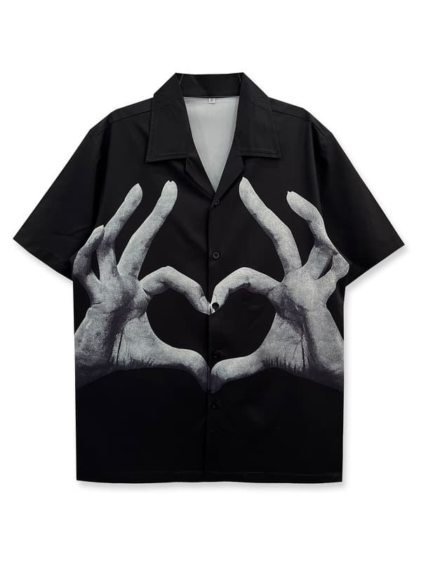 Men's Clothing European Size Trendy Brand Niche Korean Hip Hop Short Sleeved Printed Shirt Men's Beach Loose Casual Couple Shirt Women