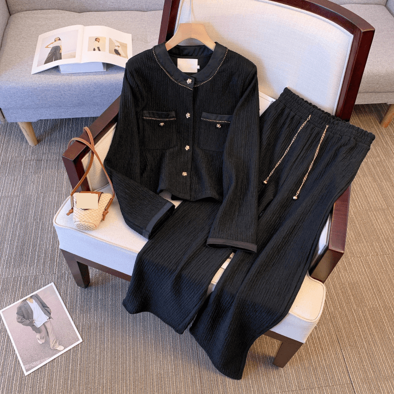 Women's Clothing casual spring and autumn new style small temperament jacket straight pants temperament meat covering two piece suit