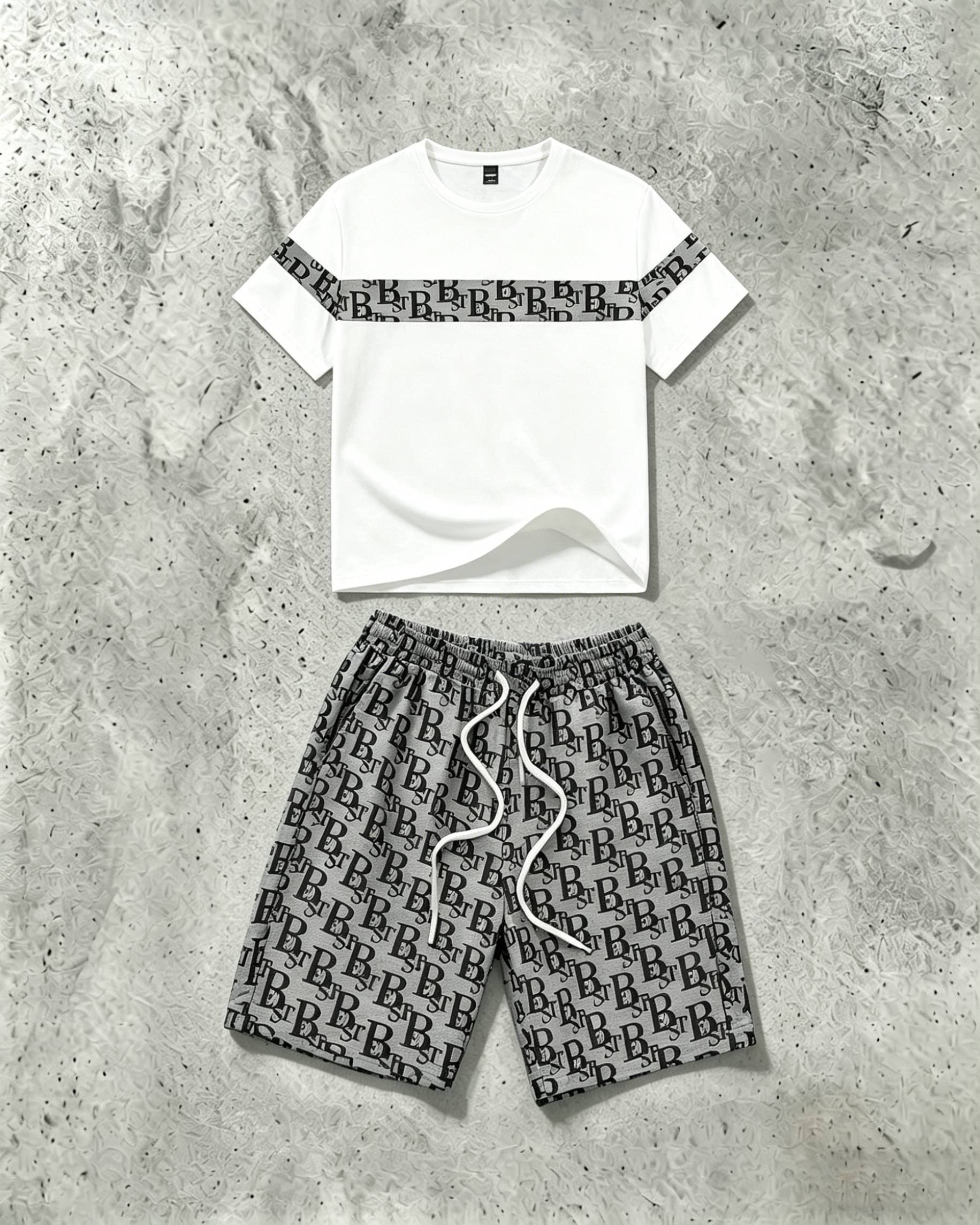 Men's Clothing Men's Summer Trendy T Shirt Short Sleeved Shorts Suit Waffle Sports Casual