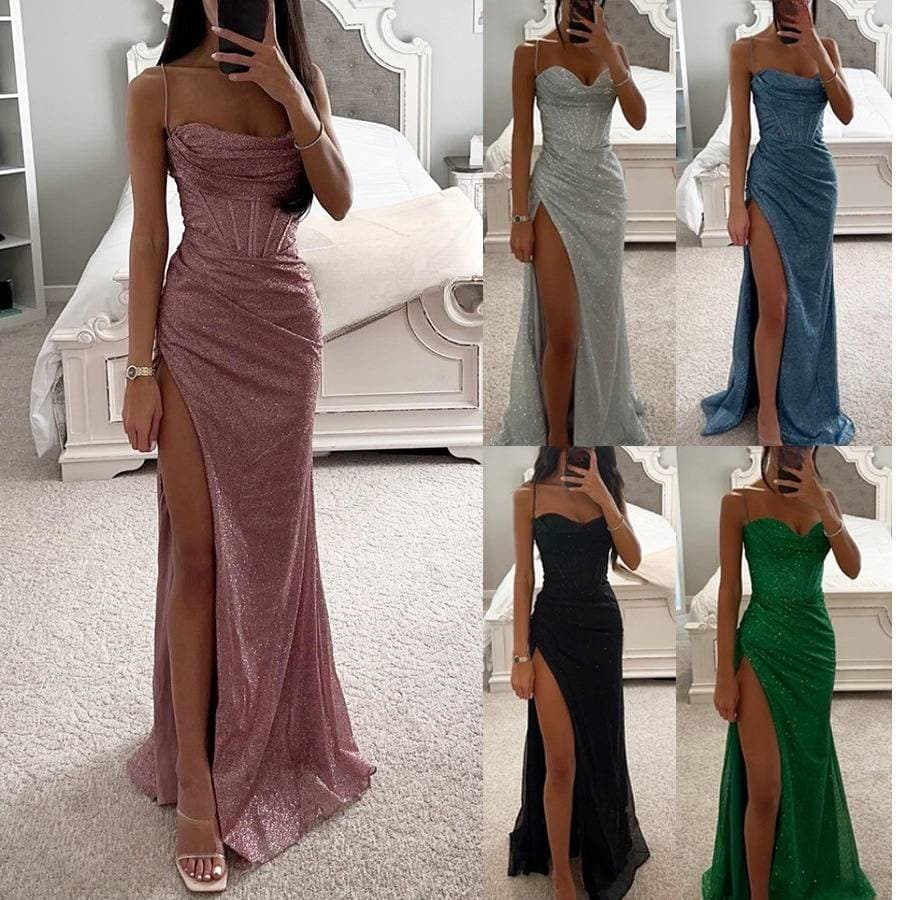 Women's Clothing New Party Fashion Suspender Dress INS Loose Casual Slit Women's Dress