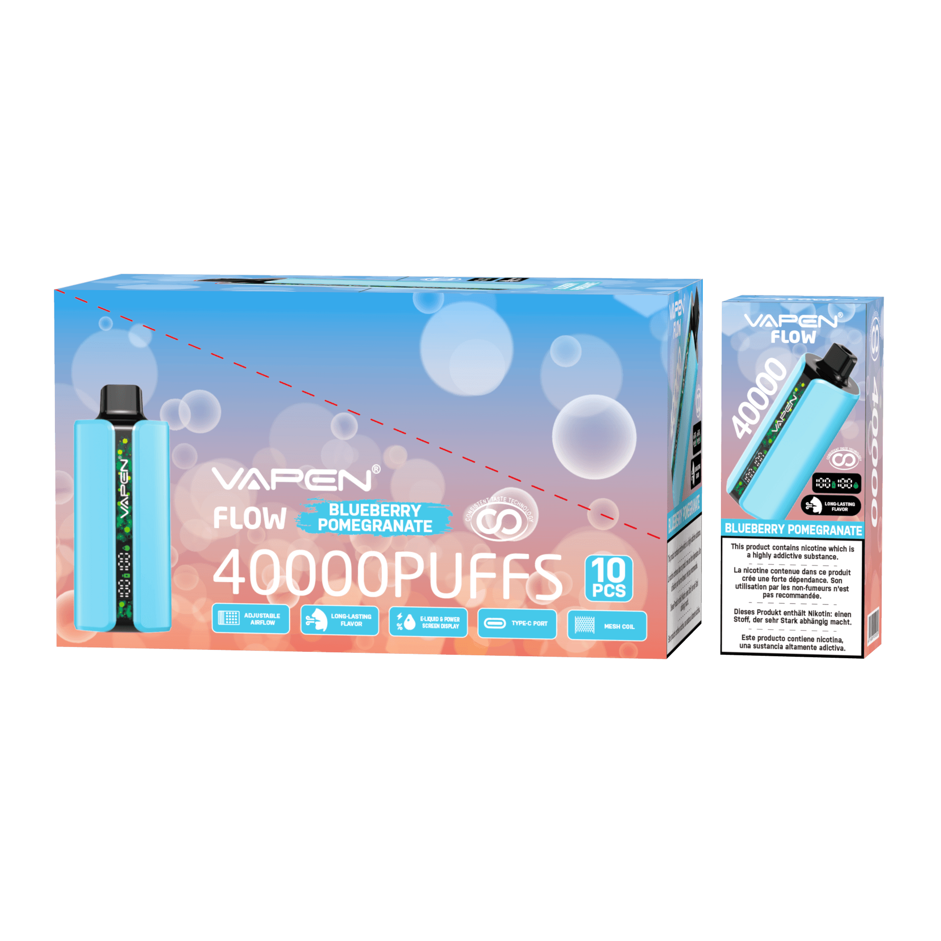10pcs Vapen Flow 40000 Puffs Stylo Vape Jetable E-cig Mesh PRO Saveurs 40K 30K 50K Vapes Bar Elf Cigarette Électronique TECHNOLOGIE DE GOÛT CONSTAN