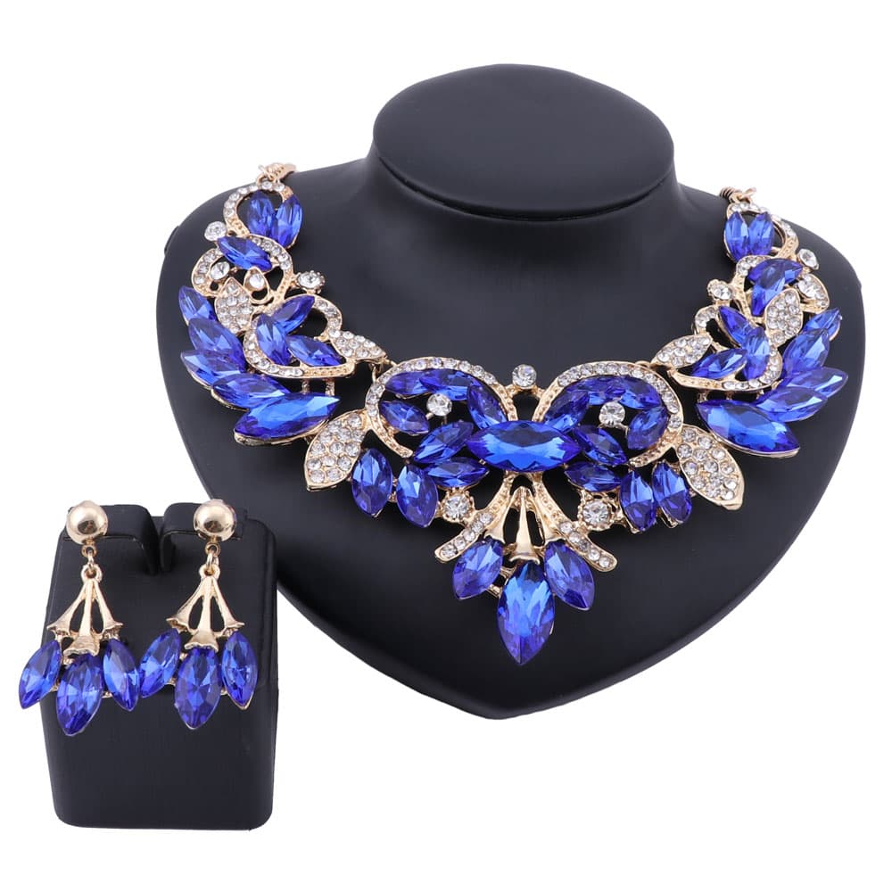 Fashion Rhinestone Crystal Choker Necklace For Women Statement Necklaces Earring Wedding Party Jewelry Sets