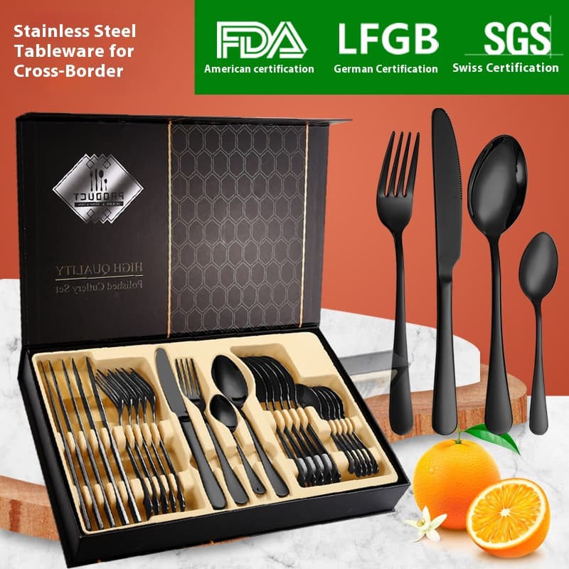 24-Piece Stainless Steel Cutlery Set – Mirror-Polished Modern Flatware For Steak & Fine Dining, Dishwasher Safe