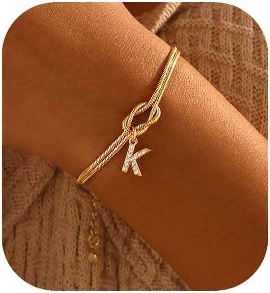 Bracelet en zircon avec 26 lettres, tendance, nœud concentrique, rond, en os de serpent, pour couple, amitié, bijoux de main