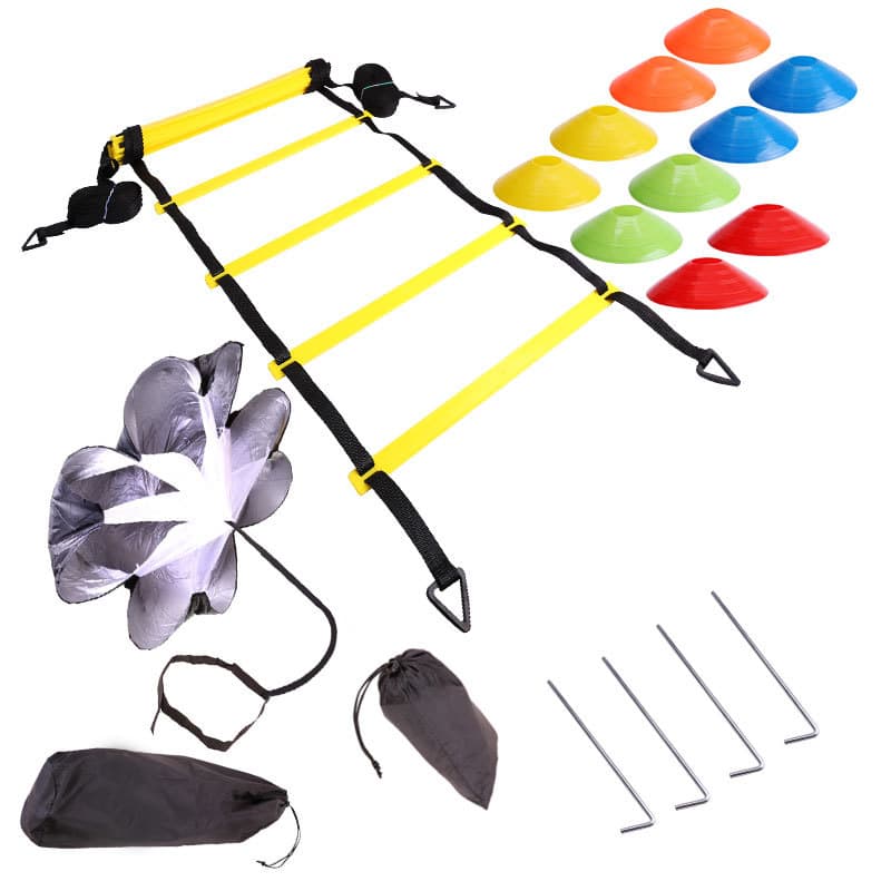Football Training Agility Ladder Step Training Rope Resistance Parachute Jumping Ladder Training Set Ground Nail