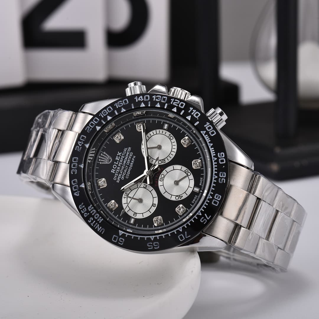 Montre de luxe pour homme Rolex, style business, à six aiguilles et cadran classique à trois sous-cadrans.
