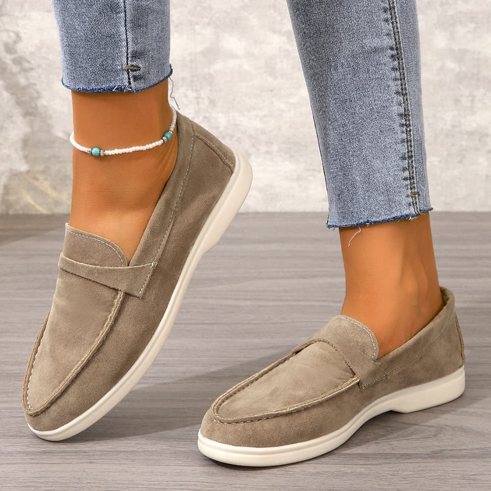 SHLIANG New Women Loafers Shoes Brand Casual Flat Shoes Leather Cashmere Single Shoes Ladies Walking Non Slip Chaussure Femme S139A