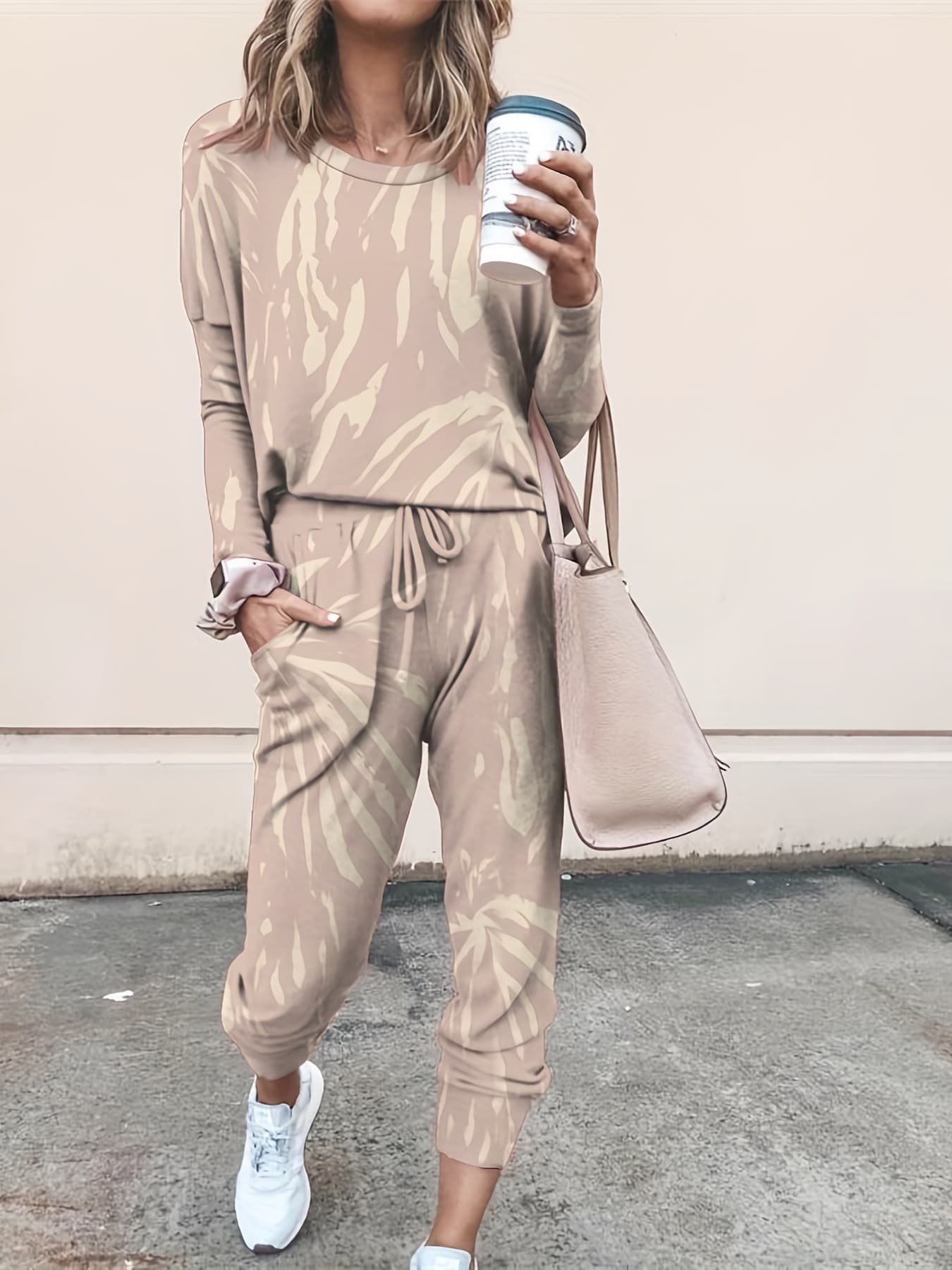 Women's Clothing 2024 spring autumn and winter printed casual long sleeved women's sports suit