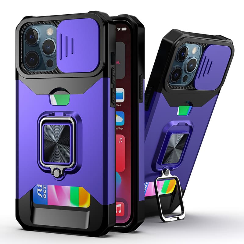 Slide Camera Lens Protector Armor Case For iPhone 15 13 14 11 12 Pro Max 13Mini XR X XSMAX 7 8 6 Plus SE2 Card Slot Military Grade Bumpers Ring Cover
