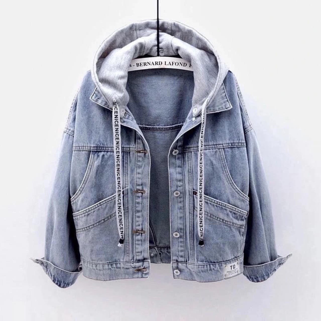 Women's Clothing Denim Jacket Women Spring And Autumn Short Loose BF Long Sleeve Hooded Jacket Large Pockets All Match Tops