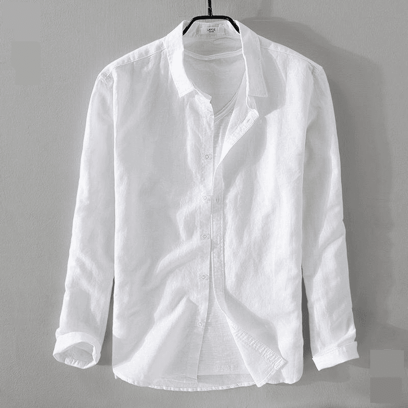Men's Clothing Lightweight Linen Shirt Breathable Short/Long Sleeve Casual Shirt For Spring Summer Slim Fit Top In White, Grey, Navy & Sky Blue