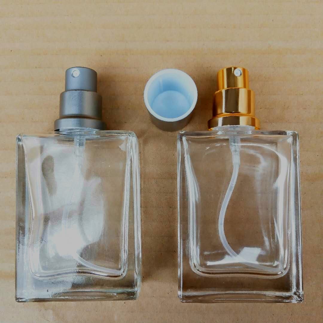 Perfume Accessories 30ml Rectangular Bayonet Perfume Bottle Aluminum Spray Head Transparent Glass Bottle Empty Bottle
