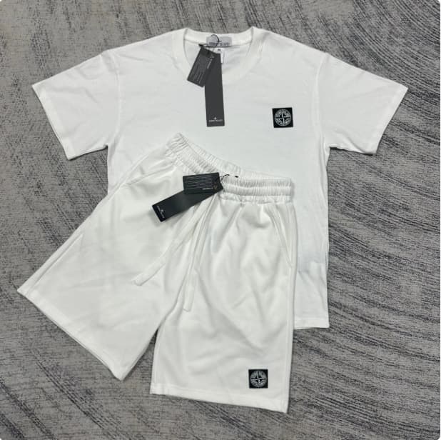 Short STONE à insigne boussole transfrontalier, pantalon décontracté mi-long, ensemble de sport ample à manches courtes pour l'été