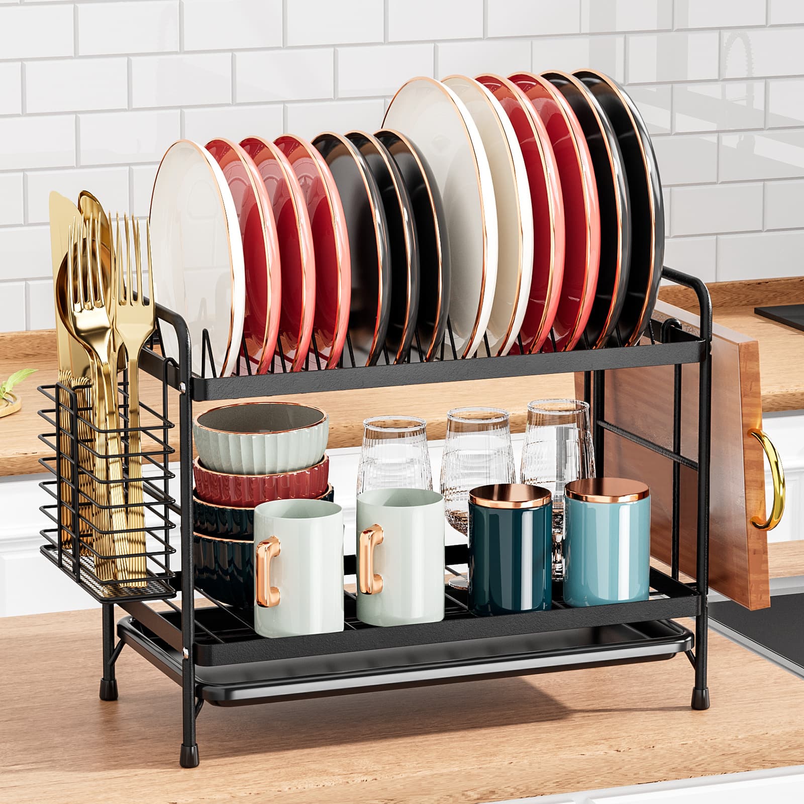 Kitchen Storage Rack Cupboard Storage Rack Draining Cupboard Rack Household Multi-functional Dish Rack Cupboard Cupboard Chopsticks Storage Box