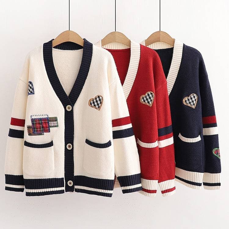 Women's Clothing jacket autumn and winter new loose knitted cardigan long sleeve college style thick outer wear