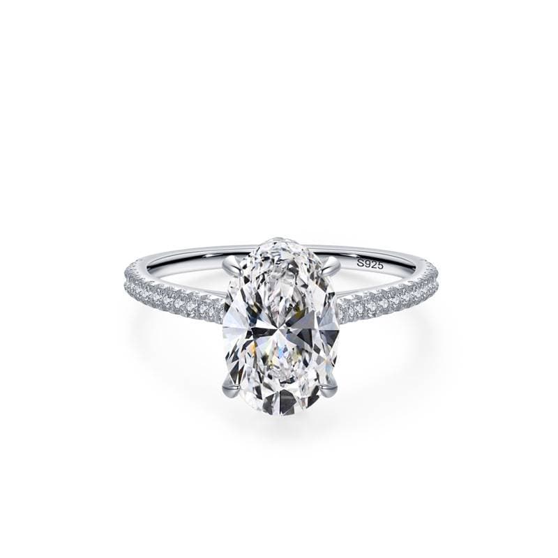 Sterling Silver Color Imported Radiant Cut Oval Diamond Ring, Anti Real Diamond Ring