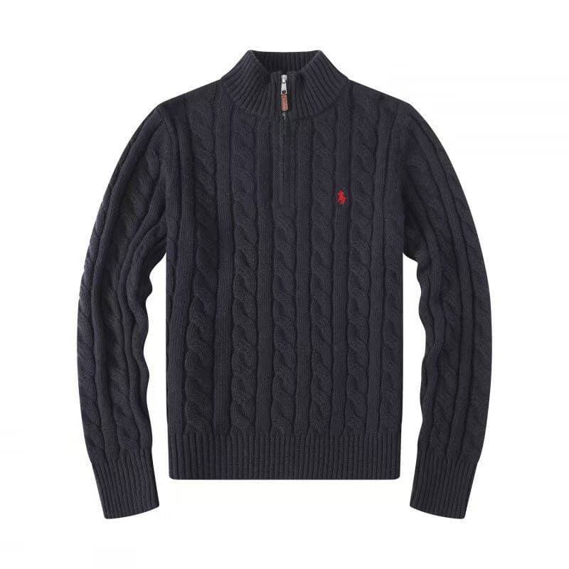 Pull en maille à demi-zip Little Horse, style américain décontracté, chaud et tendance, automne/hiver.