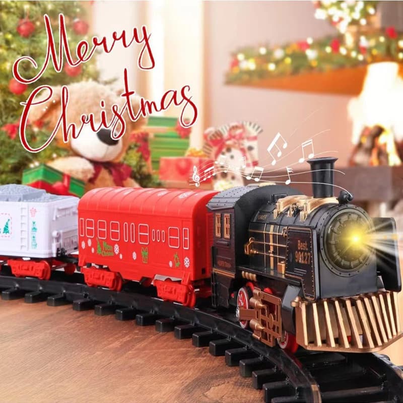 Train electric sound and light can hang Christmas tree Christmas track car Christmas train gift toy