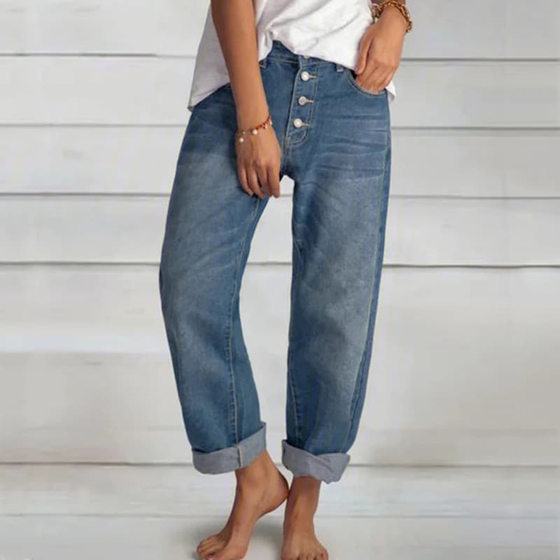 Women's Clothing New Loose Casual Versatile Simple Slimming Ladies Denim Straight Pants Women's Clothing