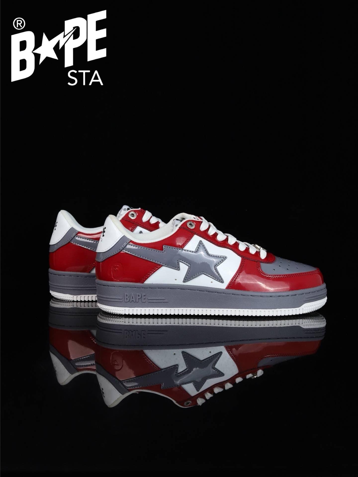 A BATHING-APE Classic Lacquer Leather Splicing Fashion Board Shoes Air Force No.1 Board Shoes Men And Women 22 Color Options