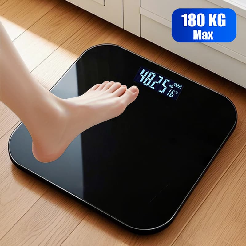 Smart Body Fat Scale – High Precision Bluetooth Weight & Body Composition Analyzer (180kg Capacity) – Type-C/USB Rechargeable – Modern Cross Design
