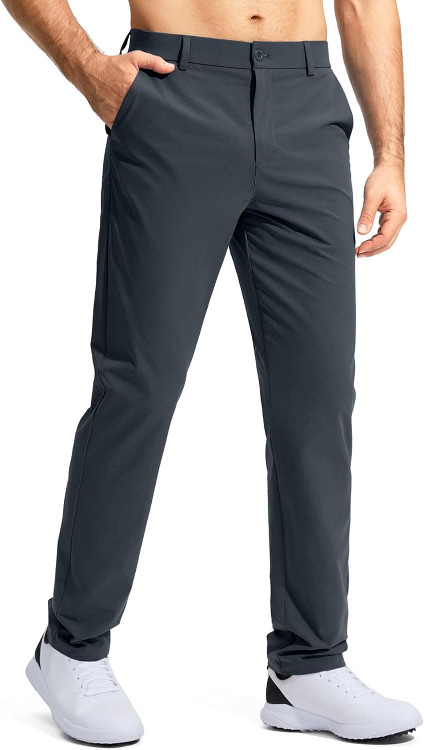Men's Golf Stretch Work Dress Comfy Pants 30"/32"/34" Lightweight Quick Dry Casual Slacks Trousers With Pockets