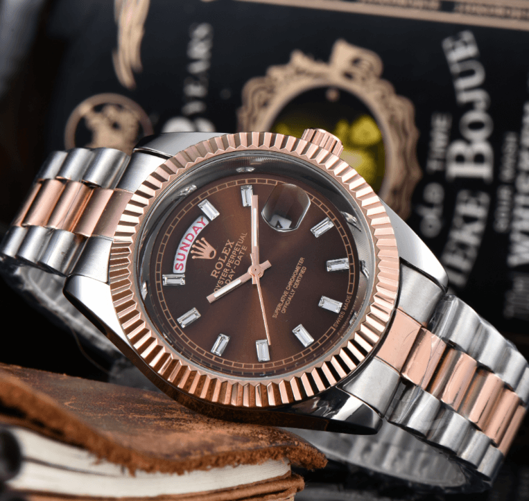 Montre de luxe pour homme, bracelet en acier, style business, double date, collection Executive.