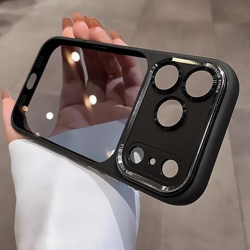 Coque rigide transparente de luxe en acrylique pour iPhone Air 13, 14, 15, 16, 17, Pro Max Plus, 12 et 11 ; film de protection pour objectif anticho
