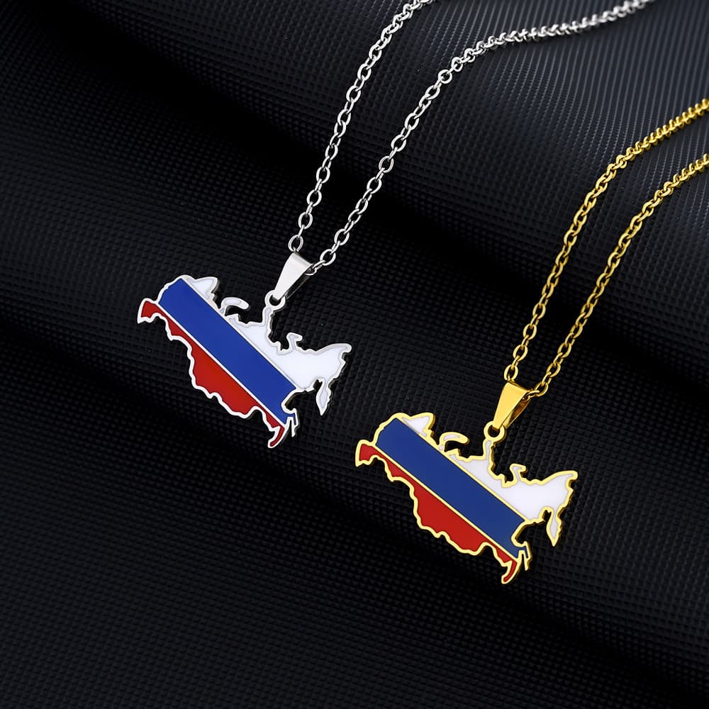 stainless steel Russian map necklace couple style ethnic style popular personality oil drop titanium steel accessories