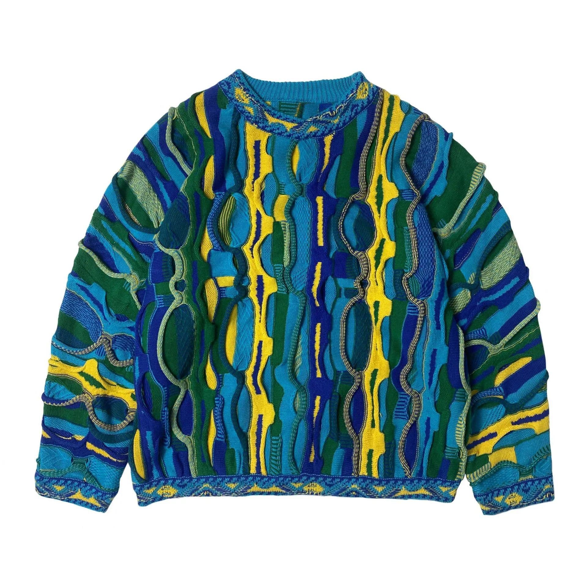 New Winte Reto Autumn Fashion 6 National Tend Casual Thick Knit 3D Digital Pint Men's Cew Neck Sweatshit