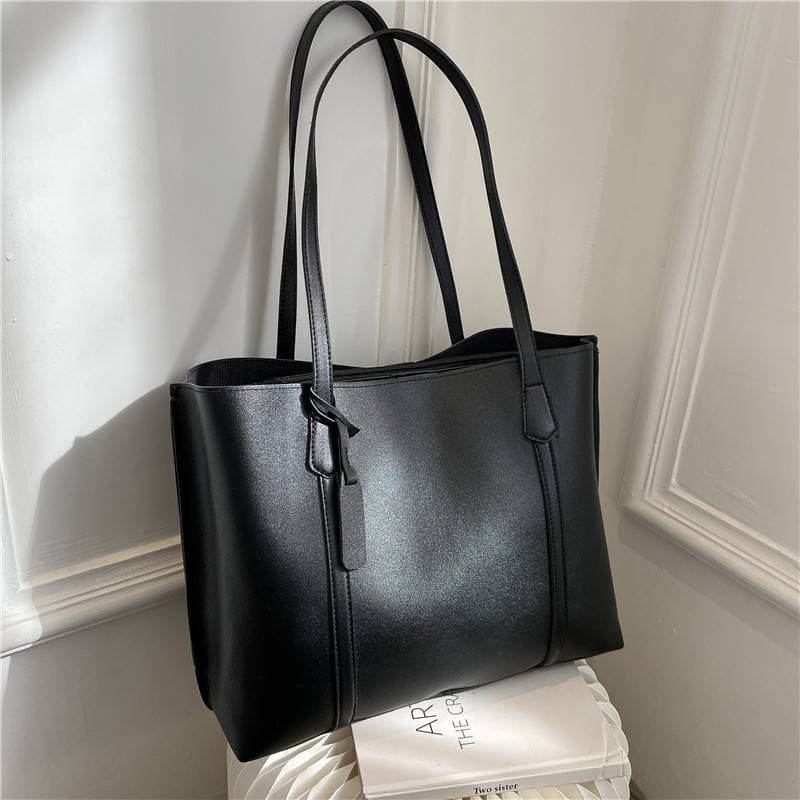 New Korean Version Trendy Simple Large Capacity Soft Leather Tote Bag Casual Versatile Shoulder Bag