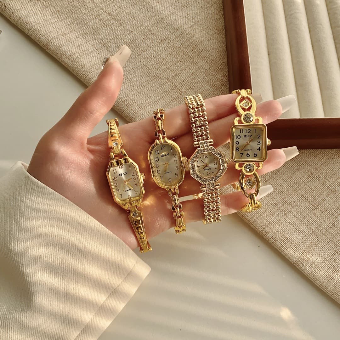 Women's Bracelet Watches Old Money Style Light Luxury Gold Watch For Women Cross Border New Fashion Quartz Watch Commuter All Match Watch