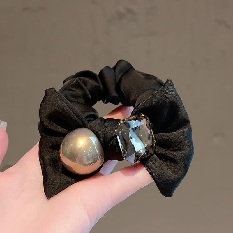 High End Bow, Pearl Square Diamond Tie, Loop, High Ponytail Rope, Meatball, Scalp Tendon, Women's Hair Tie Rope