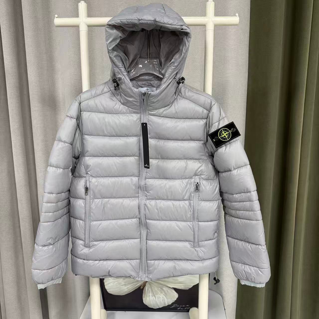 Veste en coton avec écusson brodé sur les manches de l'île ST, style Breadman, couleur unie et chaude, pour les déplacements, visage brillant, un