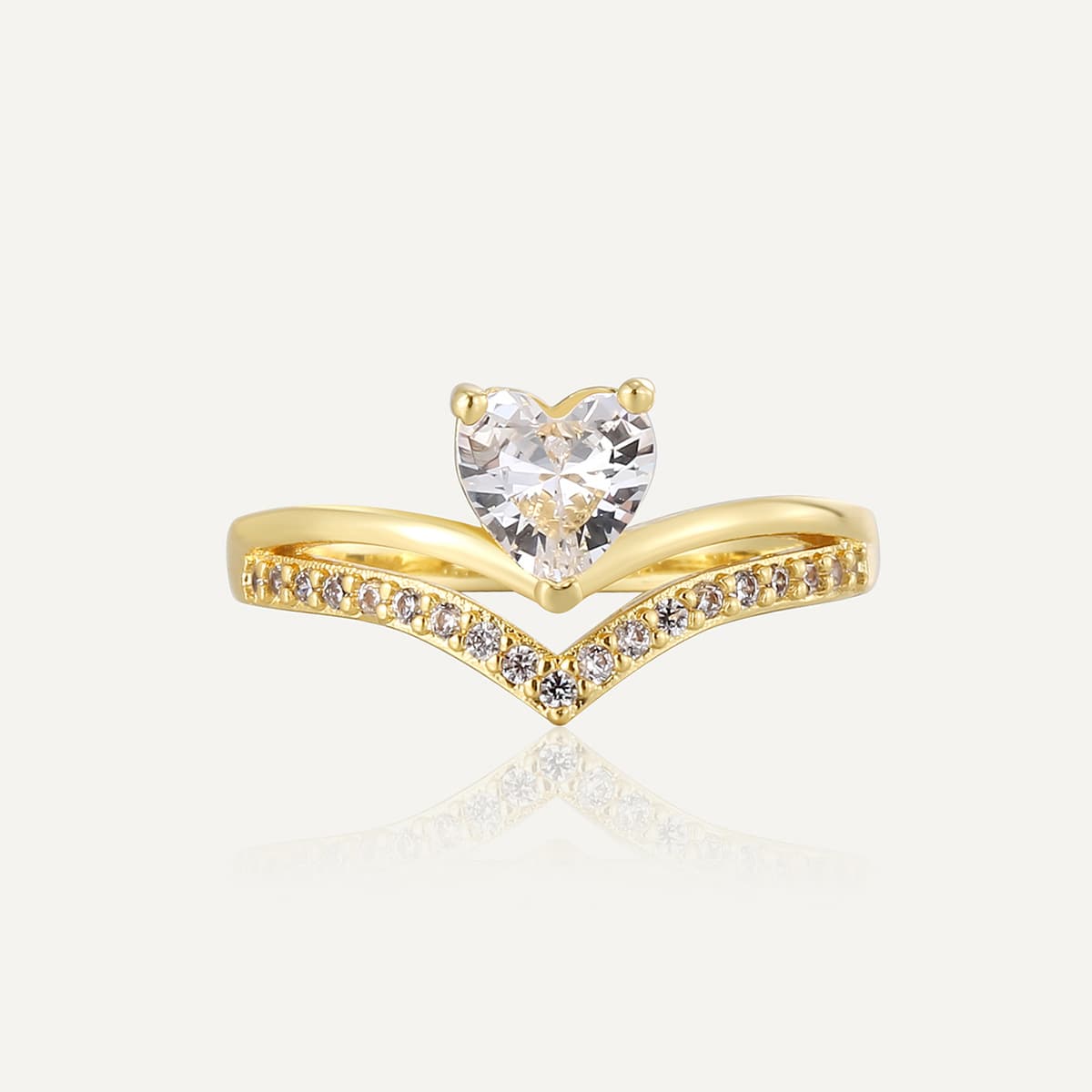 Temperament Luxury Double Layer Ring Female Love Zircon Retro Versatile Ring