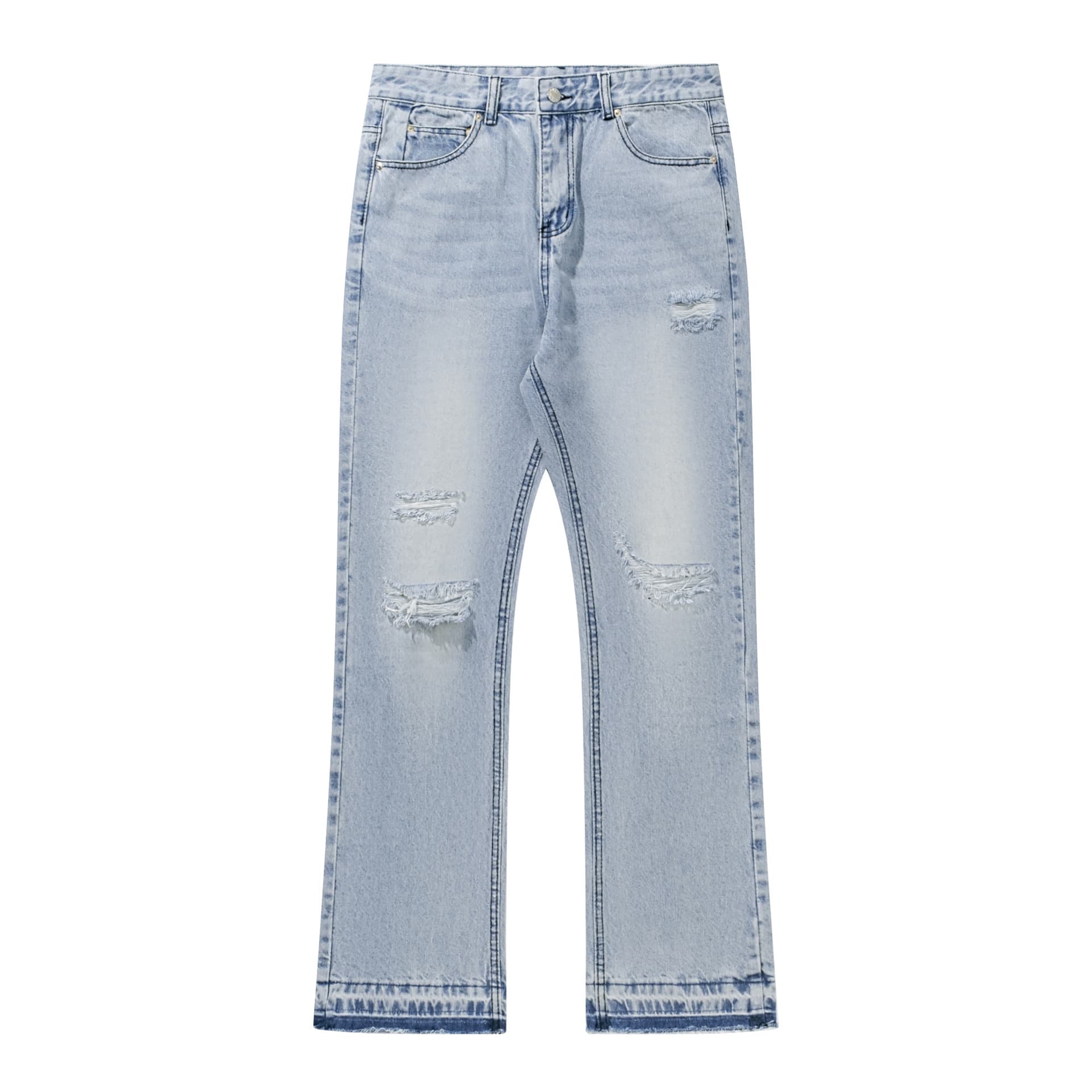 Men's Clothing Trendy Brand Washed Old Loose Men's Hole Cleanfit Jeans