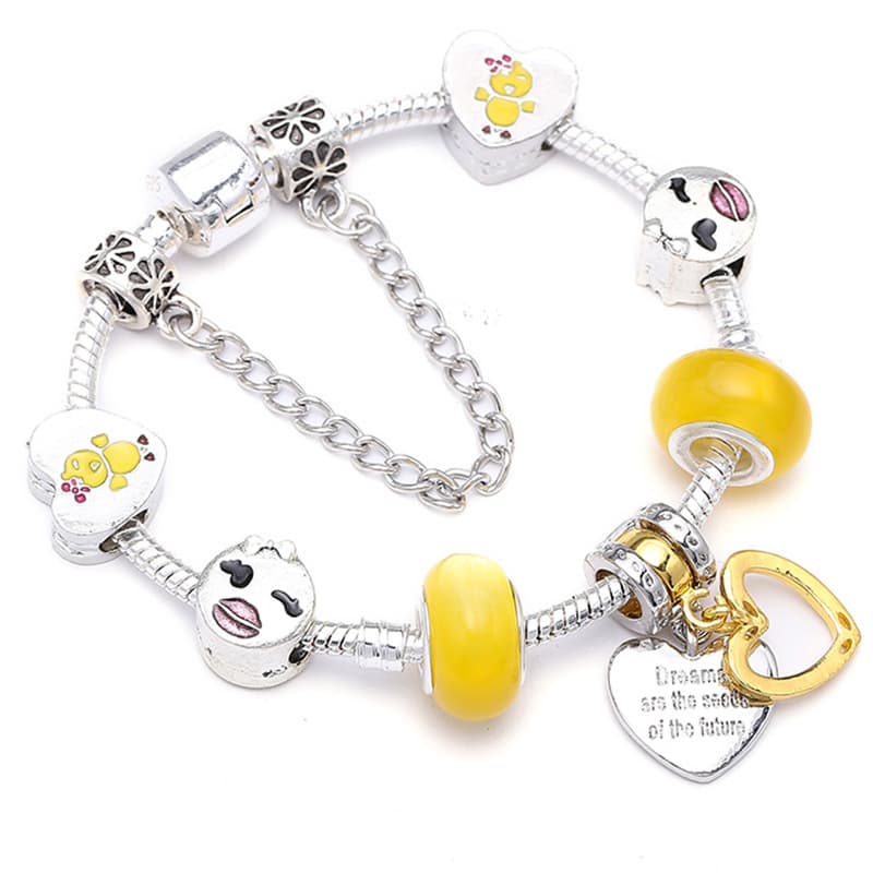 Charm Bracelets With Diamond Yellow Heart Pendant Bracelet Luxury