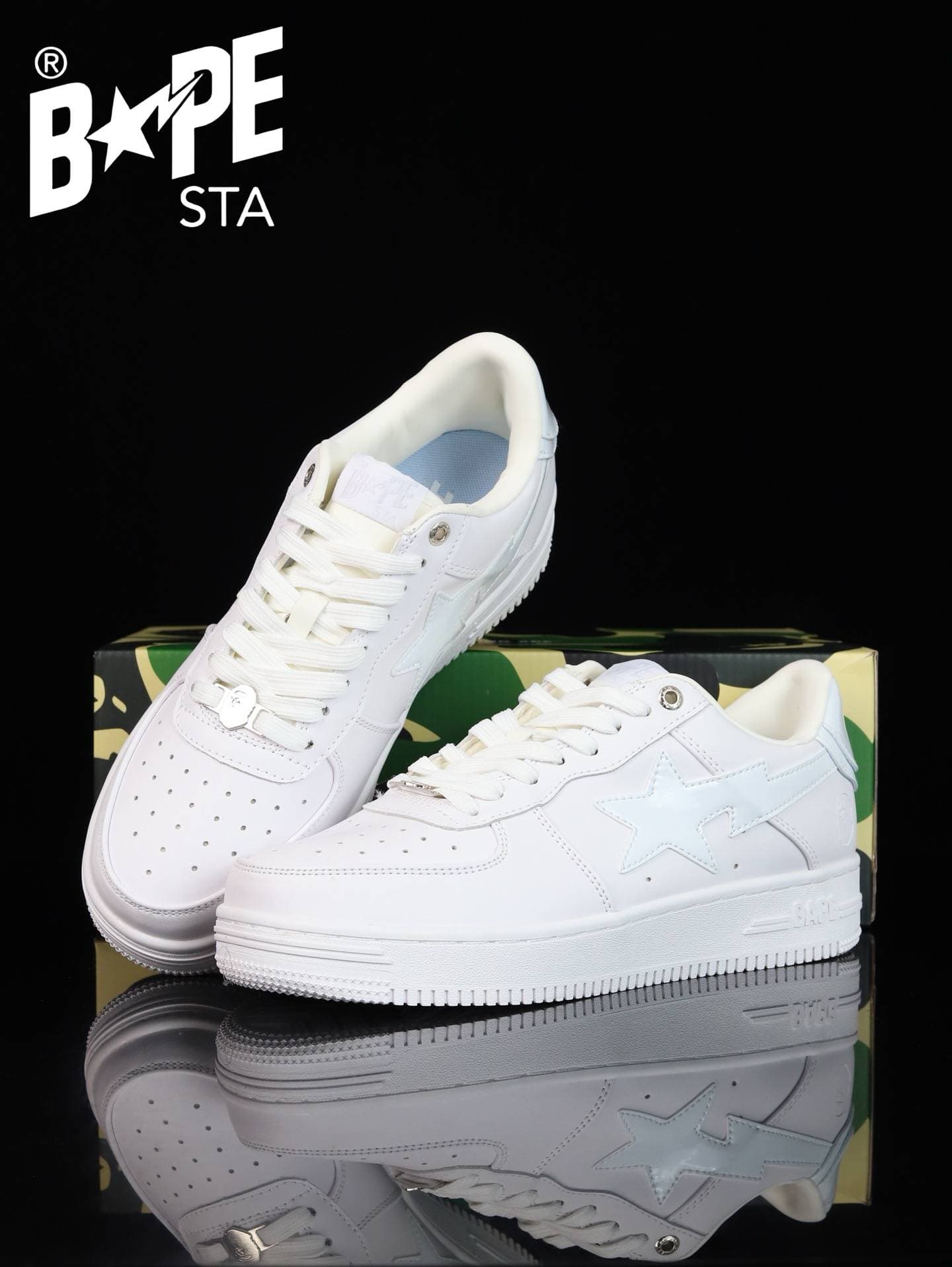A BATHING-APE Classic Lacquer Leather Splicing Fashion Board Shoes Air Force No.1 Board Shoes Men And Women 22 Color Options