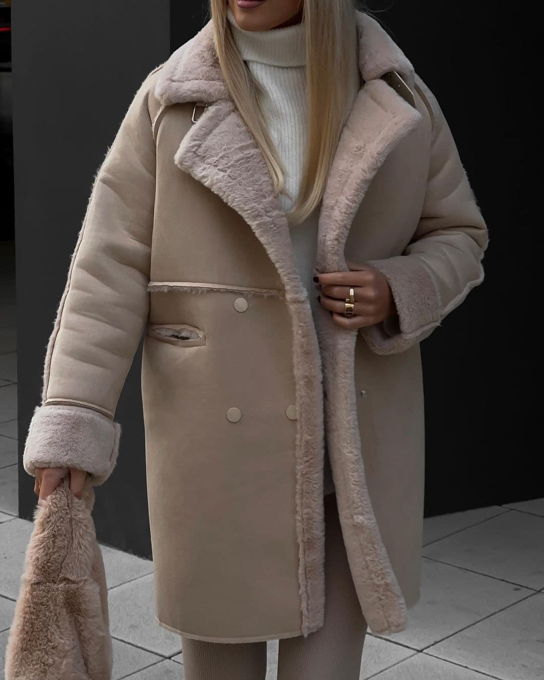Vêtements pour femmes nouveau manteau en daim fourrure col de costume Cardigan Long à manches longues veste en peluche