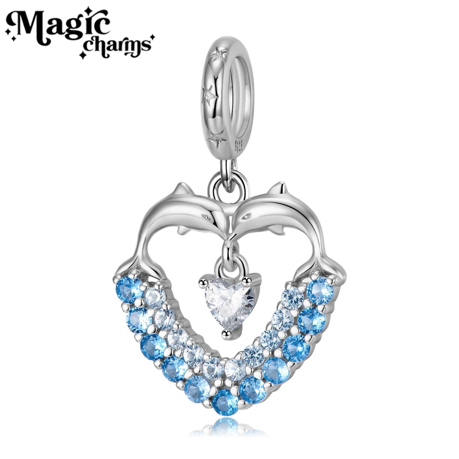 Women's Beads Love Pendant Blue S925 Sterling Silver Inlaid Bracelet Necklace DIY Beaded Jewelry Accessories Wholesale