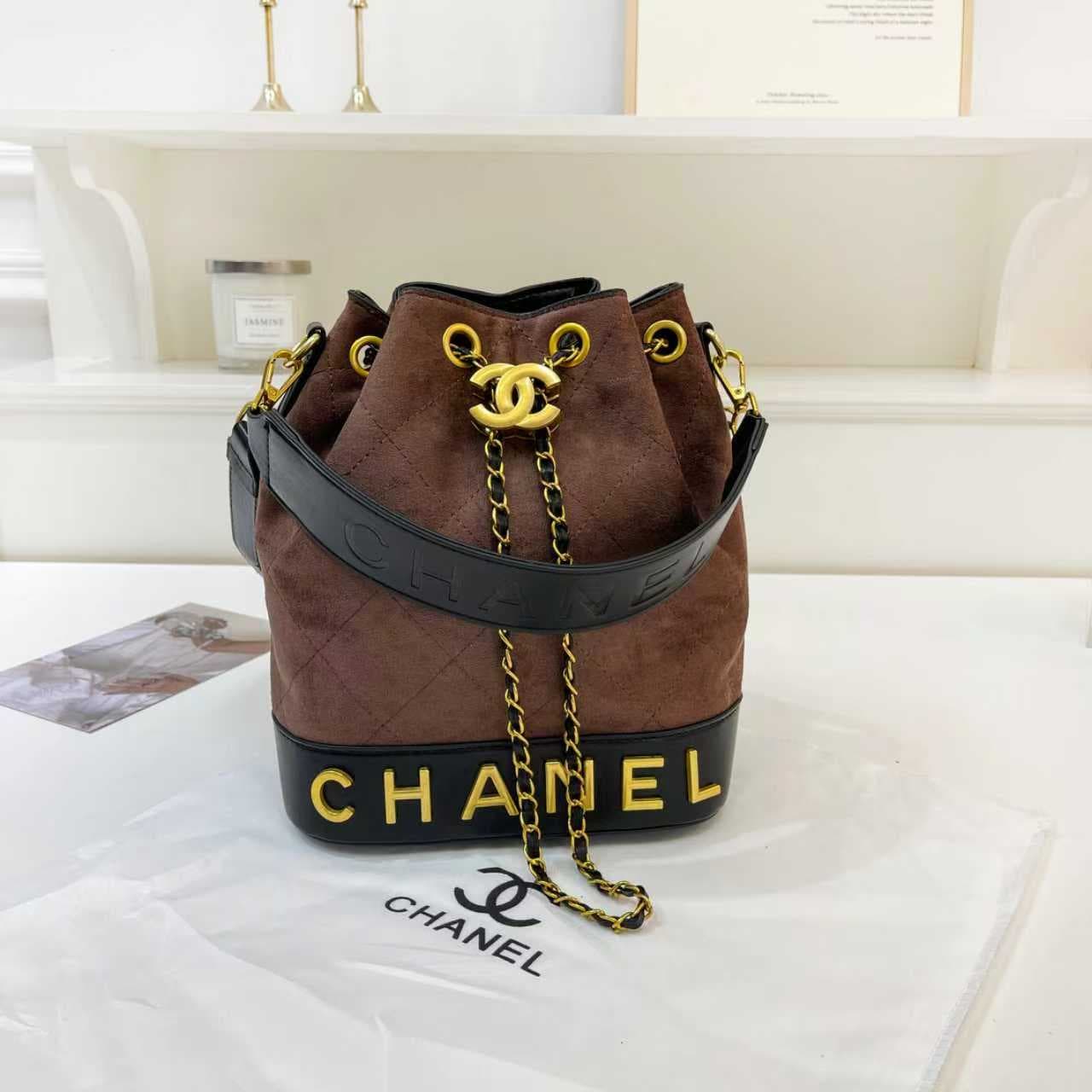 Sac seau bandoulière femme, style rétro matelassé, cordon de serrage en cuir PU mat souple, marron