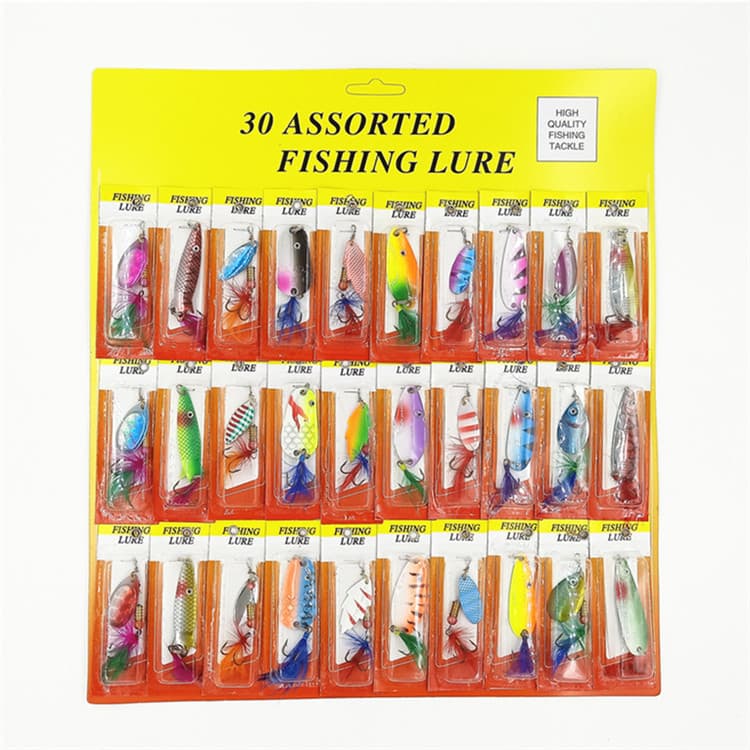 Fishing Tools 30 Pieces Of Hairy Rotating Sequins Lure Set Multi Color Colorful Iron Sheet Three Hook Combination Fishing Gear Fishing Bait