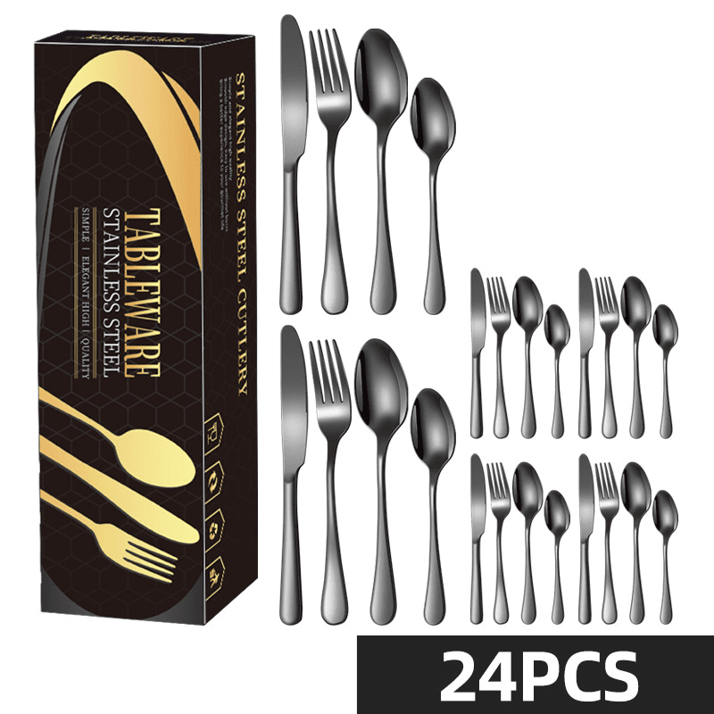 Flatware 1010 Stainless Steel Cutlery 24 Piece Tableware Set Hotel Western Restaurant Steak Knife Fork Spoon Dessert Spoon