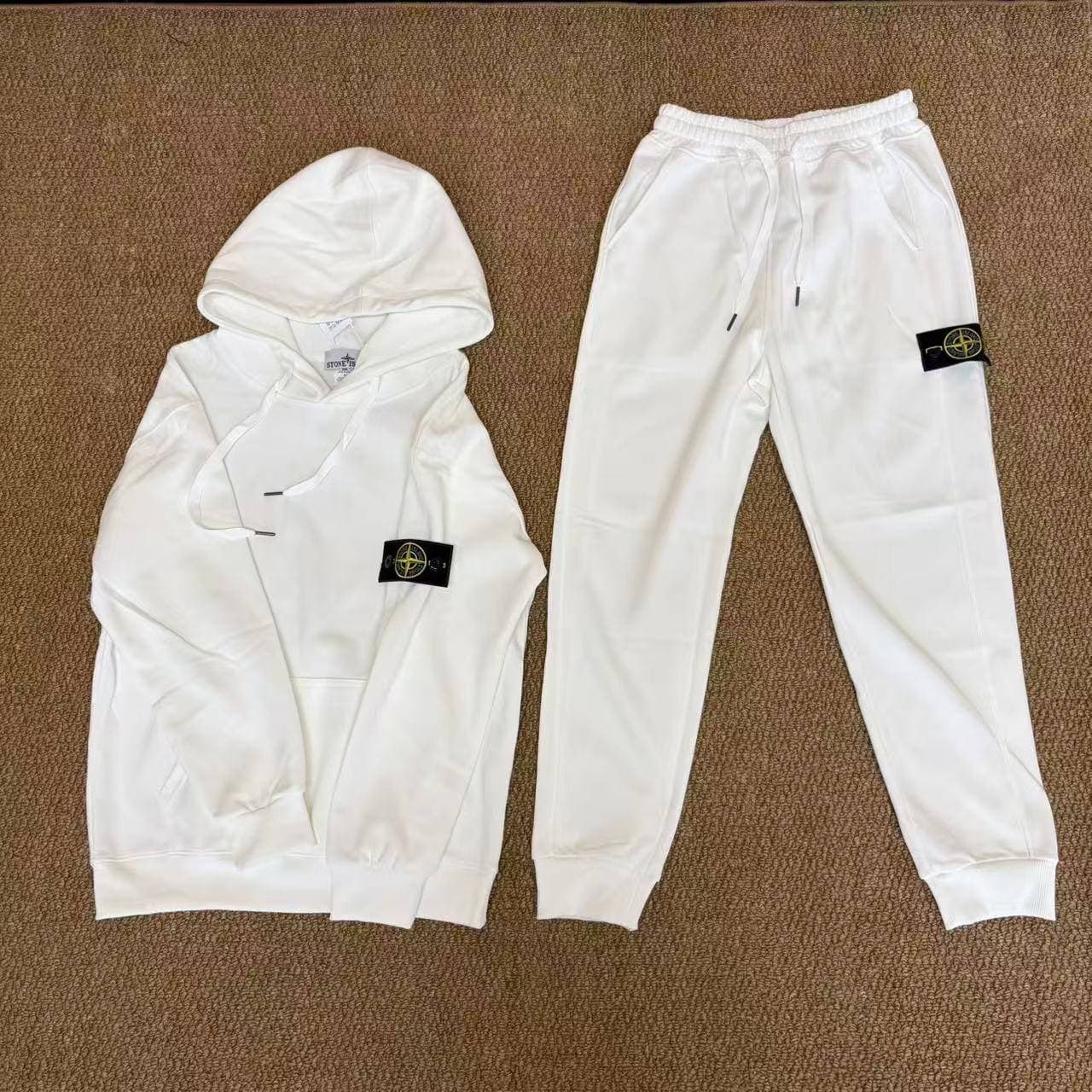 Ensemble de survêtement décontracté à capuche pour homme Stone Island, 2 pièces, sweat-shirt à capuche et pantalon de jogging, en maille douce,