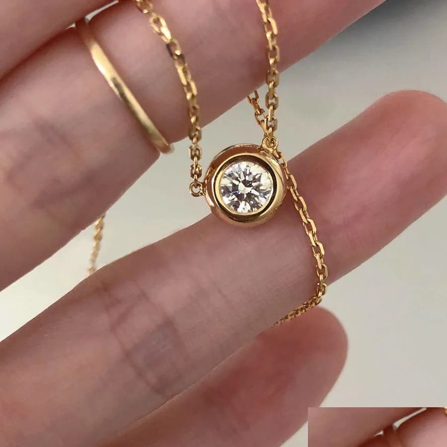 Pendant Necklaces Gold Plated Necklace Dainty Sterling Sier Single Infinity Round Diamond For Drop Delivery Jewelry