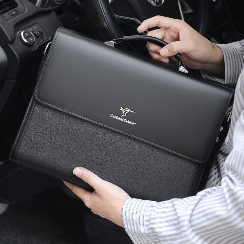 Men's Bags Men's handbag business men's bag horizontal leather conference commuting work document bag multi layer large capacity briefcase